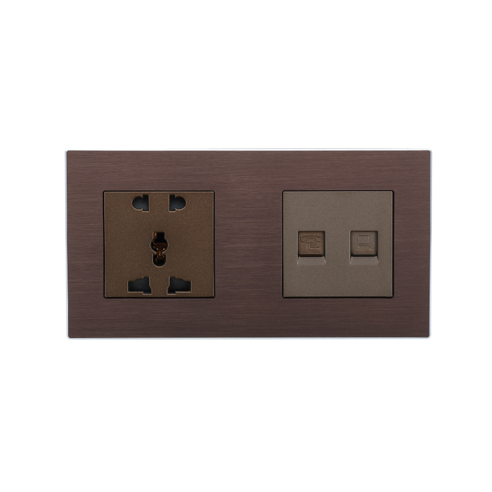 酒店客控系統玫瑰金色兩聯體插座開關